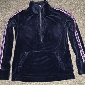 Lilly Pultzer Navy Pullover with Pink Accents, Velour, EUC